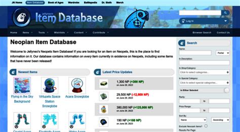 jellyneo item database|itemdb .
